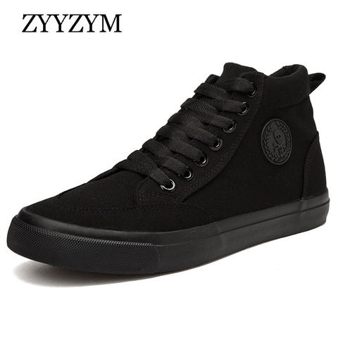 ZYYZYM Shoes Men Spring Autumn Lace-up High Top Style Men Vulcanize Shoes Fashion Flats Youth Men Canvas Shoes Sneakers ► Photo 1/6