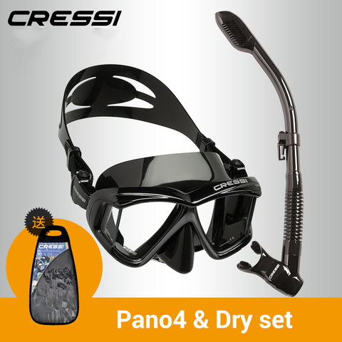 Cressi PANO4 + DRY Snorkeling Set Silicone Skirt Four-Lens Panoramic Scuba Diving Mask Dry Snorkel  for Adults ► Photo 1/5