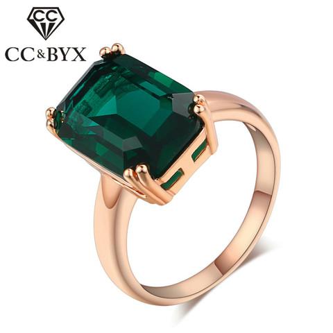 CC Rings For Women Ladies Vintage Ring Bridal Wedding Jewelry Rose Gold-Color Green Stone Drop Shipping Anillos Bijoux CC1241 ► Photo 1/6