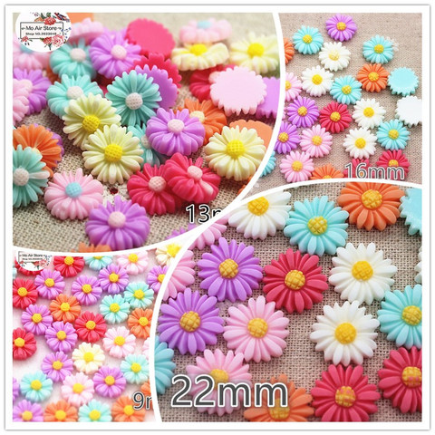 9/13/16/22/26mm Mixed Color flower daisy resin flatback cabochon DIY jewelry phone decoration No Hole ► Photo 1/2