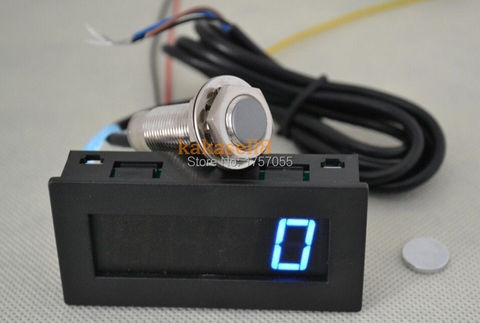 New Blue LED Tachometer RPM Speed Meter + Hall Proximity Switch Sensor NPN free shipping ► Photo 1/3