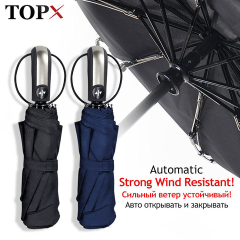 Wind Resistant Umbrella Rain Women For Men Gift 3Folding Fully-Automatic Parasol Compact Large Travel Business Car 10K Umbrellas ► Photo 1/6