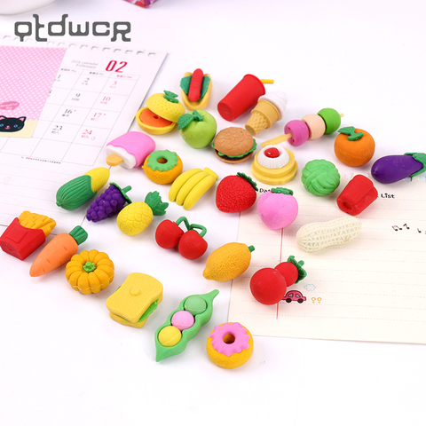 1Pack Creative Rubber Stationery Pencil Erasers Fruit Cuisine Shape Eraser for Office Kids Prize Writing Drawing Student Gift ► Photo 1/6