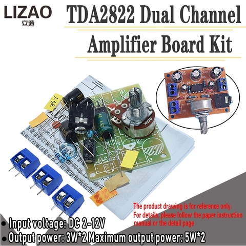 TDA2822 TDA2822M 5W*2 Amplifier Board 1.8-12V 2.0 Channel Stereo Mini AUX Audio Amplifier Module AMP with 50K Ohm Potentiometer ► Photo 1/6