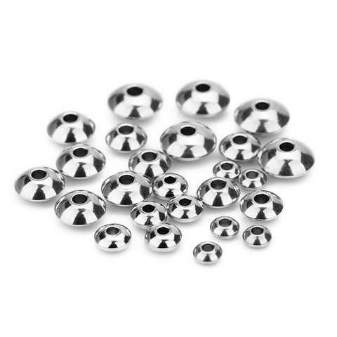 SAUVOO 50pcs/lot Stainless Steel Abacus Rondelle Spacer Beads 4 5 6 7 8mm Hypoallergenic Large Hole Charm Bead for DIY Jewelry ► Photo 1/6