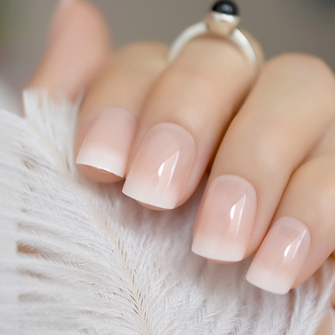 Beige Gradient French Manicure Tips Gorgeous and Classy Natural Fake Nails Faded Nails Designed ► Photo 1/6
