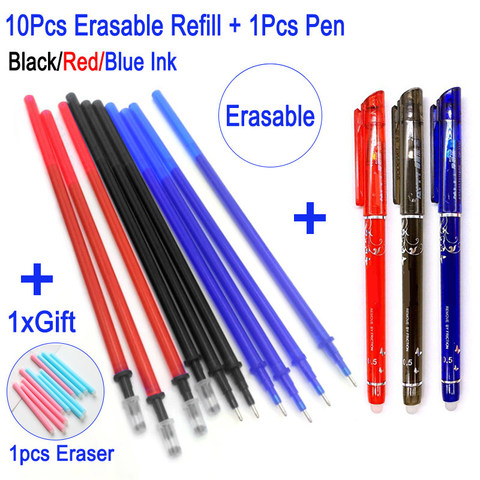 DELVTCH 12Pcs/Set 0.5mm Erasable Gel Pen Refill Rod Magic Erasable Pen Blue Black Red Ink Office School Stationery Writing Tools ► Photo 1/6