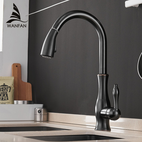 Kitchen Faucets Black Single Handle Pull Out Kitchen Tap Single Hole Handle Swivel 360 Degree Water Mixer Tap Mixer Tap 866011 ► Photo 1/6