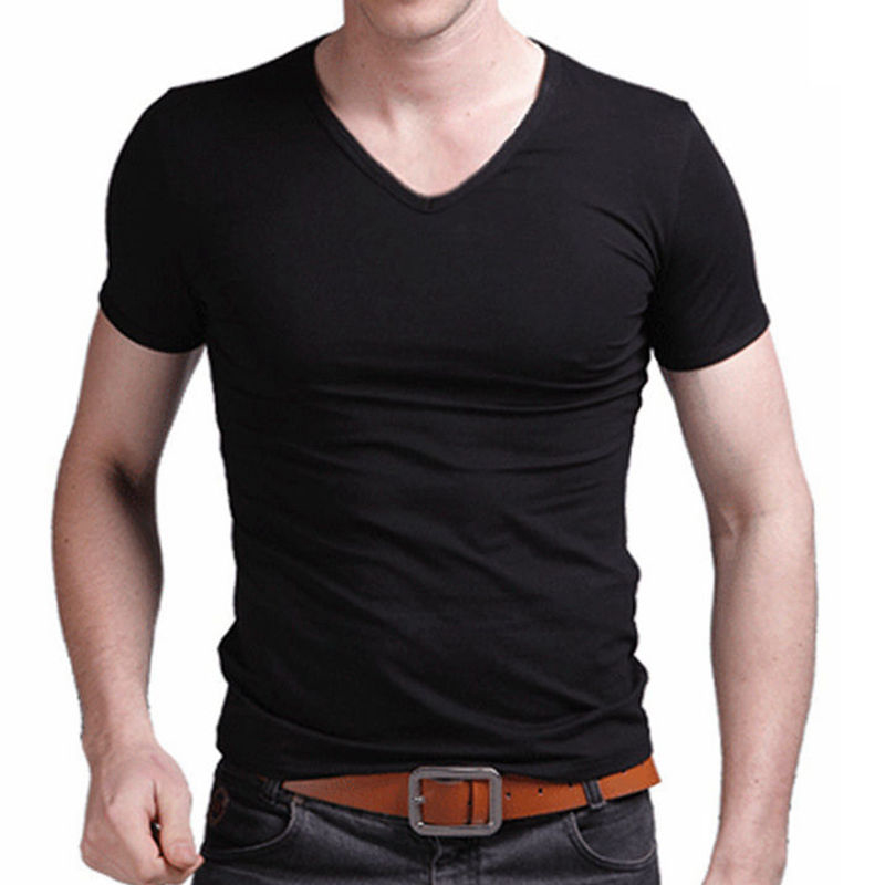 Korean Fashion Men's Slim T-Shirt Short Sleeve Casual Tee Shirts Tops Blouse