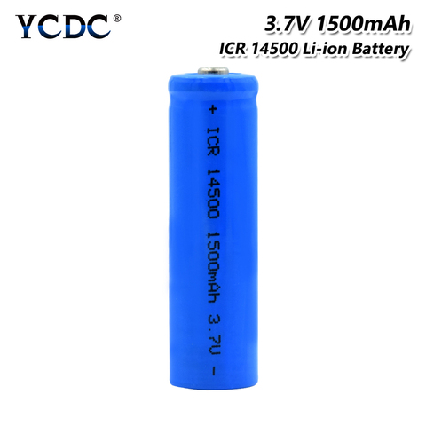 BLUE Pointed Top ICR 14500 Battery 3.7V 1500mAh Lithium Charging Rechargeable  Batteries Li-ion Cell For Flashlight toys Fan - Price history & Review |  AliExpress Seller - YCDC Official Store | Alitools.io