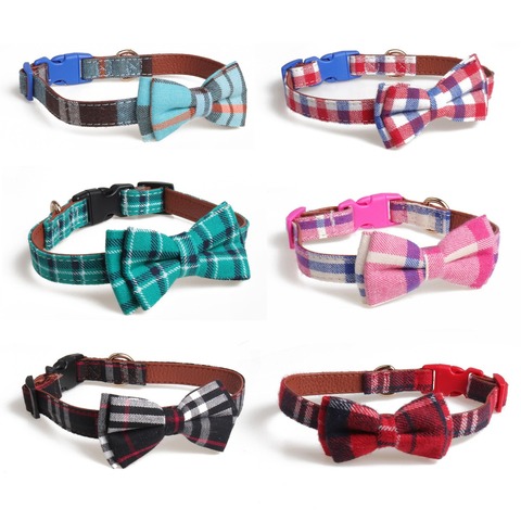 Plaid Printing Camouflage Pets Dog Collars Cute Striped Bowknot Puppy Cats Neck Bow Tie Bulldog Decoration Large Dog Collar ► Photo 1/6