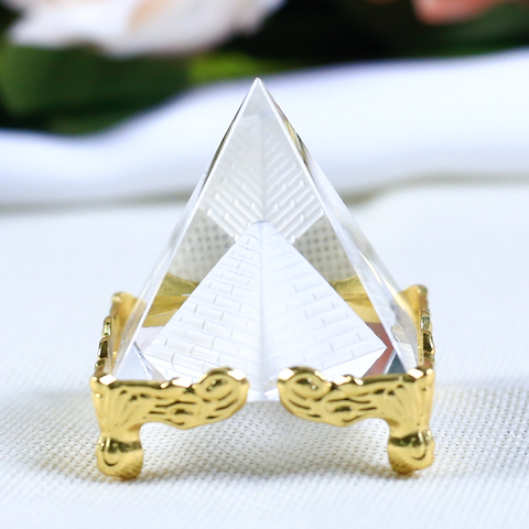 4cm Laser Engraved Pyramid K9 Crystal Figurines Miniatures Transparent Glass  Cone Crafts Ornaments For Gifts Home Decor ► Photo 1/6