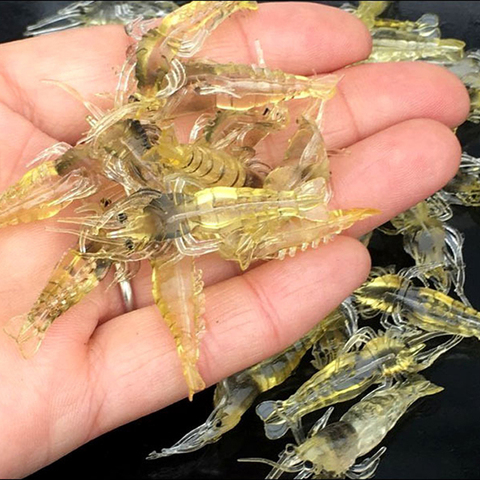20Pcs/Lot Silicone Baits 4cm 1g Soft Fishing Lure Gold Artificial Shrimp Bait No hook Sea Fishing Winter Fishing X107 ► Photo 1/6