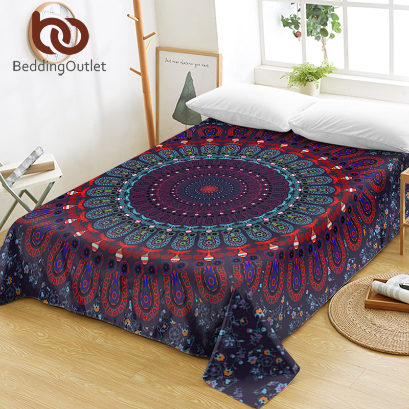 Bedding Mandala Queen Bed Sheets, Queen Bed Flat Sheet Size
