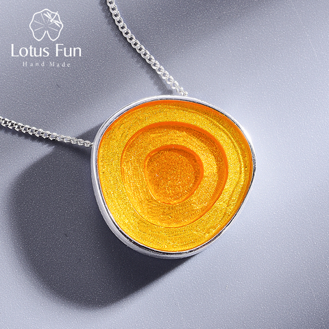 Lotus Fun Real 925 Sterling Silver Minimalism Style Fine Jewelry Geometric Near Round Design  Epoxy Pendant without Necklace ► Photo 1/6