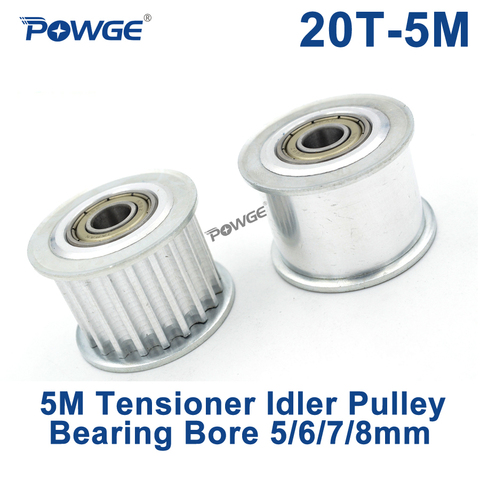 POWGE 20 Teeth 5M Idler Pulley Tensioner Wheel Bore 5/6/7/8mm with Bearing Guide synchronous pulley Gear HTD5M 20teeth 20T ► Photo 1/6