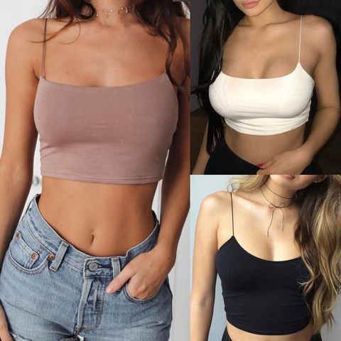 Hot Fashion Women's Club Tank Tops Solid Strappy Sleevless Camisoles Tube Crop Top Bralette Casual Sexy Ladies Summer Tanks ► Photo 1/6