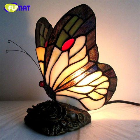 FUMAT Stained Glass Butterfly Table Lamps Art Creative Tiffanylamp For Living Room Bedside Lamp Decor Art Glass LED Table Light ► Photo 1/6