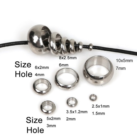 DIY Stainless Steel Silver Color Spacer beads European ring Bead Fitting DIY charm Bracelet Big hole Bead For Jewelry making ► Photo 1/6