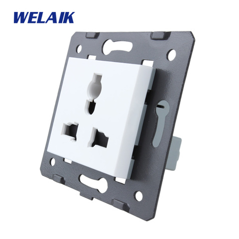 WELAIK EU-Standard Three-hole multi-functi Power-Socket  DIY-Parts-Wall Socket-parts-Without Glass-Panel A8MUW/B ► Photo 1/5