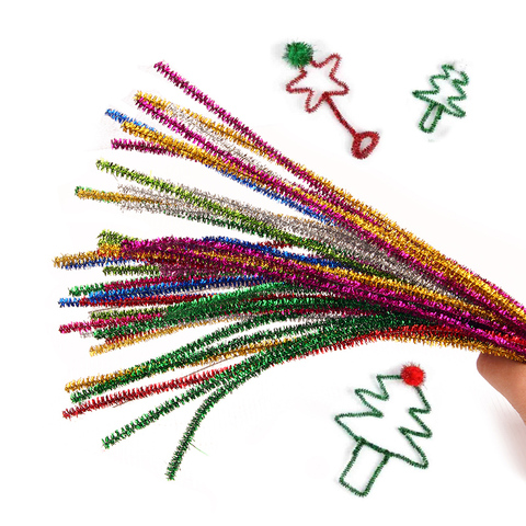 100pcs/lot Long 30cm Glitter Chenille Stems Pipe Cleaners Kids Toys DIY Handicraft Materials for Creative Kids Educational Toys ► Photo 1/6