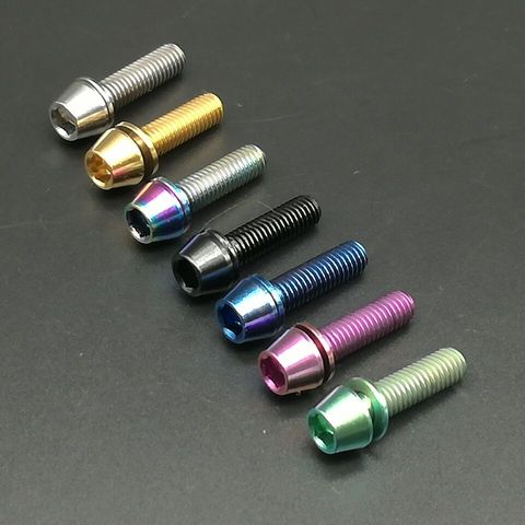 6Pcs Titanium Ti M5x18mm Allen Hex Tapered Head Bolts With Washer Screw For Bicycle Stem ► Photo 1/3