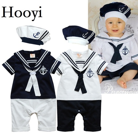 2022 Baby Rompers Navy Sailor Newborn Clothes Baby Boys Jumpsuits Shortall 100% Cotton Seaman Costume for baby Clothing 80 90 95 ► Photo 1/6