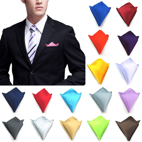 Men Satin Solid Color Plain Suits Pocket Square 2022 Hot Fashion Silk 22*22CM Wedding Party Handkerchief For Men Black Red Blue ► Photo 1/6