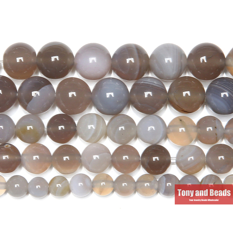 Free Shipping Natural Stone Banded Grey Lace Agates Round Semi-Precious Beads 15