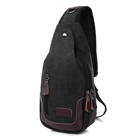 Casual Rugzakken Canvas Men Backpack Retro Vintage Male Student School Bags Man One Shoulder Backpack Chest Bags Triangle Bolsas ► Photo 1/6