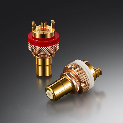 EIZZ High End 24K Gold Plated Brass Female RCA Jack Socket connector Adapter For Hifi Audio Video TV CD AMP Panel Chassis Mount ► Photo 1/3