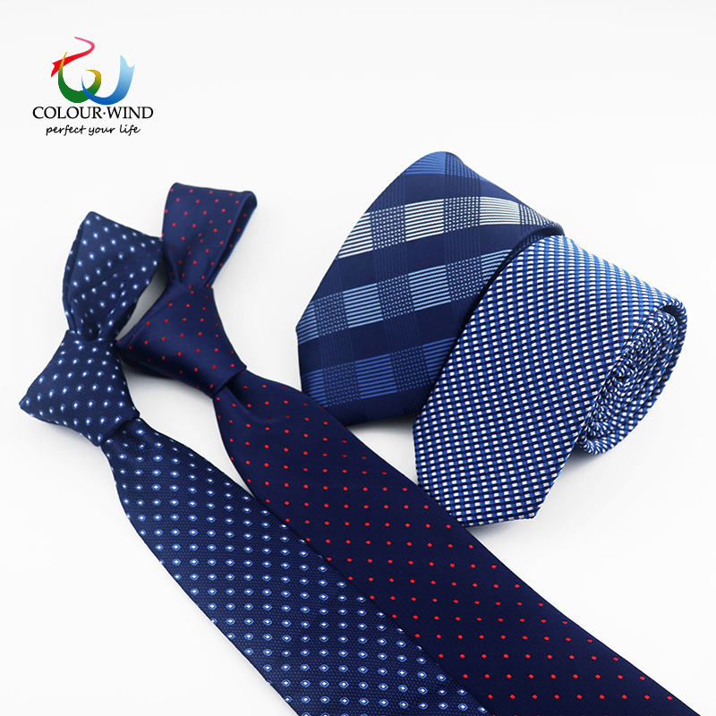 Casual Slim Ties Classic Polyester Woven Neckties Fashion Plaid Dots Man New Tie 