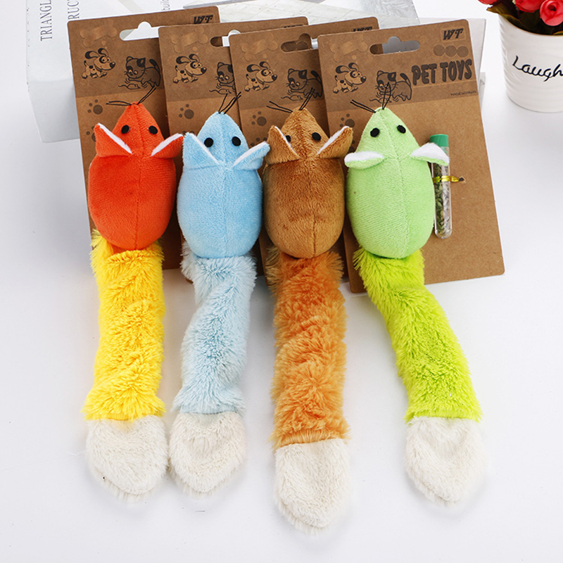 Cat Mouse Toy With Catnip Rattle Plush Mice Interactive Training Kitten Pet Toys
