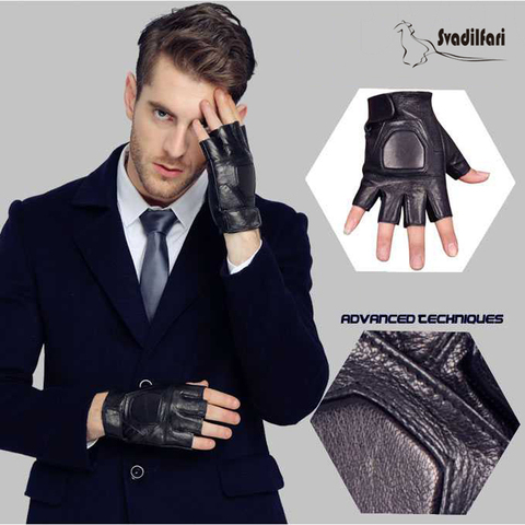 Svadilfari New 2022 Men's Fingerless  Real goatskin Gloves Wrist Half Finger Gloves Fingerless Mittens Genuine Leather Gloves ► Photo 1/6