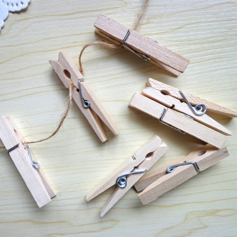 50 Pcs Large Wooden Clothes Pins Photo Clips, Wooden Pegs
