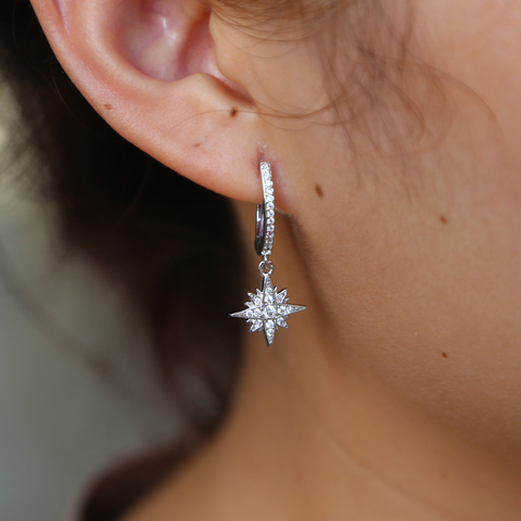 Korean style fresh and simple temperament CZ star North star charm earrings female jewelry gift wholesale ► Photo 1/6