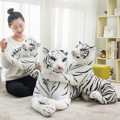 30-120 cm Lifelike Tiger Leopard Plush Toys Soft Stuffed Animals Simulation White Tiger Jaguar Doll Children Kids Birthday Gifts ► Photo 1/6