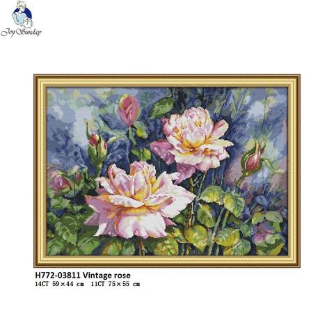 Joy Sunday Vintage Rose Counted DIY Handwork Cross Stitch 11CT 14CT DMC Printed Cloth for Embroidery Home Decor nkf Needlework ► Photo 1/6