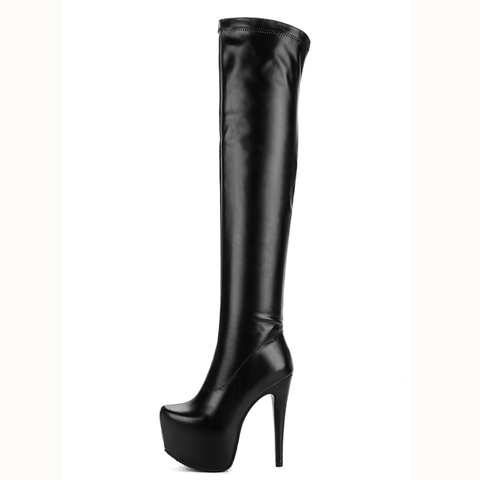 Stretch Slim Thigh High Boots Women 2022 Winter Sexy Over the Knee Boots High Heels Platform Party Long  Shoes Woman Big Size ► Photo 1/6