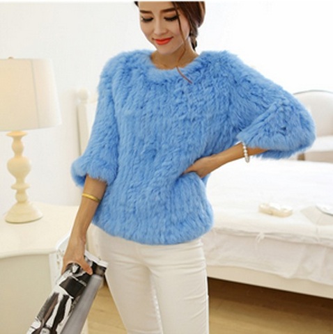 new Free shipping Luxury knitted Rabbit Fur Coat Women genuine rabbit fur jacket fur waistcoat colorful ► Photo 1/1