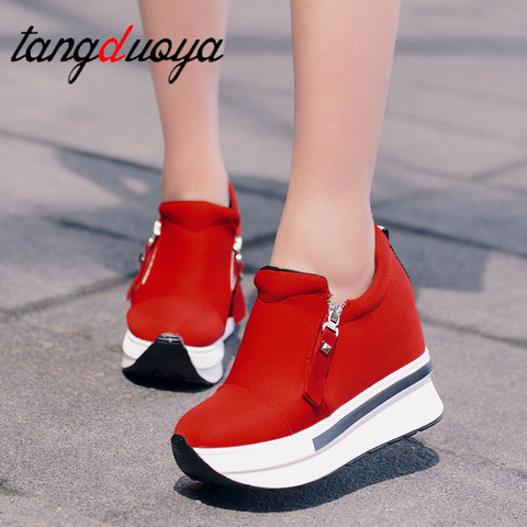 platform sneakers women shoes red casual shoes comfortable platform shoes heels black canvas shoes women invisible wedge sneaker ► Photo 1/6