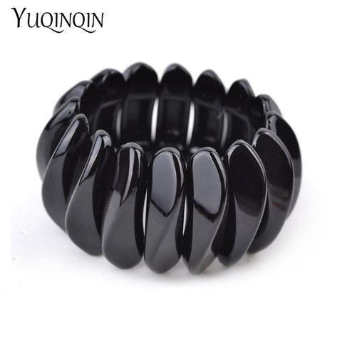 Vintagec Resin Fashion Wide Cuff Bracelets Bangles for Women Stretch Acrylic Link Bracelet Hand Female Charms Simple New Jewelry ► Photo 1/6