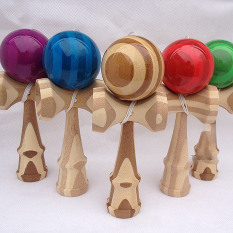 1 Piece Professional Bamboo PU Paint Wooden Kendama Balls Skillful Jumbo Kendama Outdoors Juggle Game Balls Toys for Gifts ► Photo 1/6