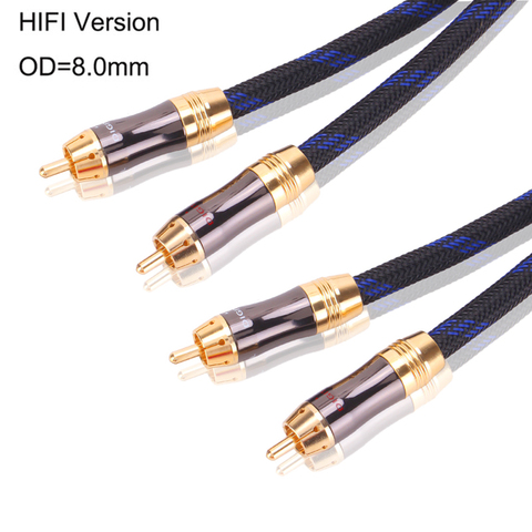 HIFI 1m,1.5m,2m,3m,5m HIFI 2 Phono RCA to Twin Phono Cable stereo audio cable 2 RCA male to 2 RCA male  Audio stereo cable ► Photo 1/6