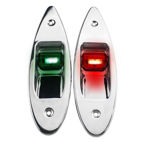 1 Pair 12V Flush Mount Marine Boat RV Side Navigation Light Red Green LED Stainless Steel Yacht Side Bow Tear Drop Lamp ► Photo 1/6