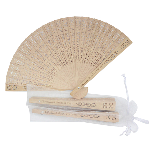 Customized Organza Wedding  Paper Hand Fans With Ribbon