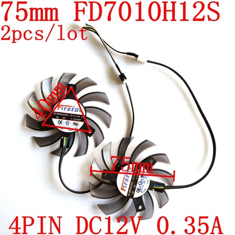 Laptop Fan Replacement Firstd FD7010H12S 75mm 4Pin 12V 0.35A for Graphics Video Card MSI R6790 Twin Frozr II 2 pcs/lot ► Photo 1/3