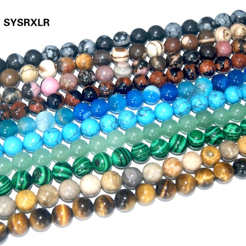 Natural Stone Agates Crystal Jades Tiger Eye Hematite Beads For Jewelry Making Diy Necklace Bracelet Material 4/6/8/10/12 MM ► Photo 1/6