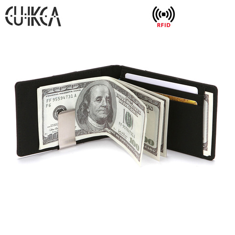 CUIKCA South Korea Style RFID Money Clip Stainless Steel Clip Slim Wallet Ultra-thin Pocket Clamp Business ID Credit Card Case ► Photo 1/6