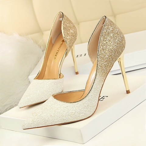BIGTREE Extreme Women Pumps Bling Wedding Shoes Sexy High Heels Stiletto Gradient Women Heel Shoes Fashion Party Pumps Shoes ► Photo 1/6